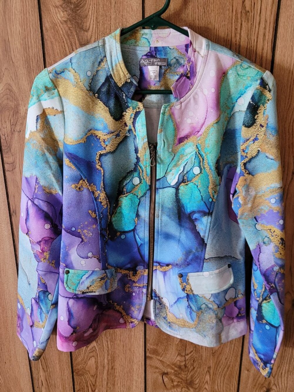 Lovely Art Simply by Dolcezza Blue & Purple Abstract Jacket Misses Medium